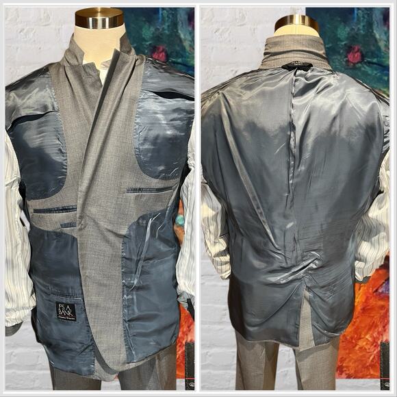 Jos A Bank Signature 48R 39x29 Gray Nailhead Men's 2-Piece Quality Suit - Picture 5 of 16